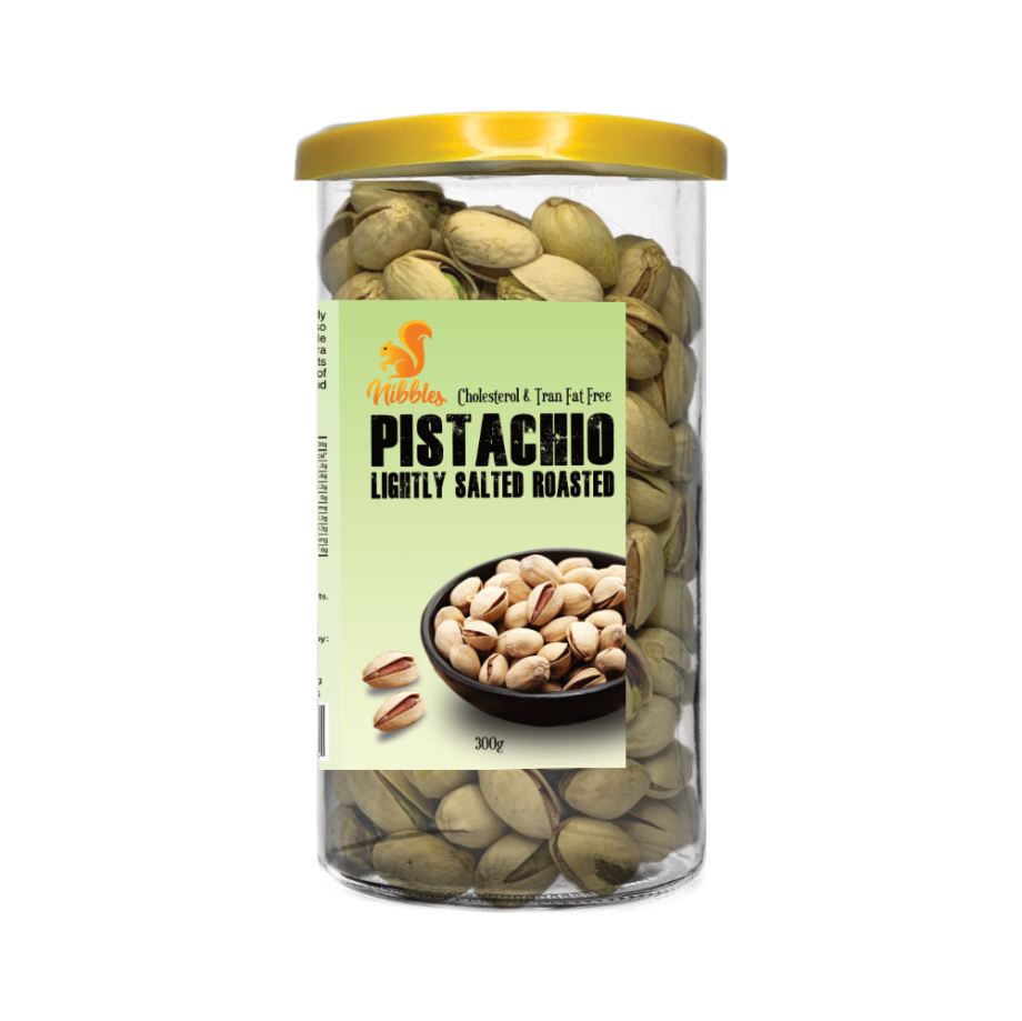 Crunchy roasted pistachios with vibrant green kernels and a sweet, buttery aroma.